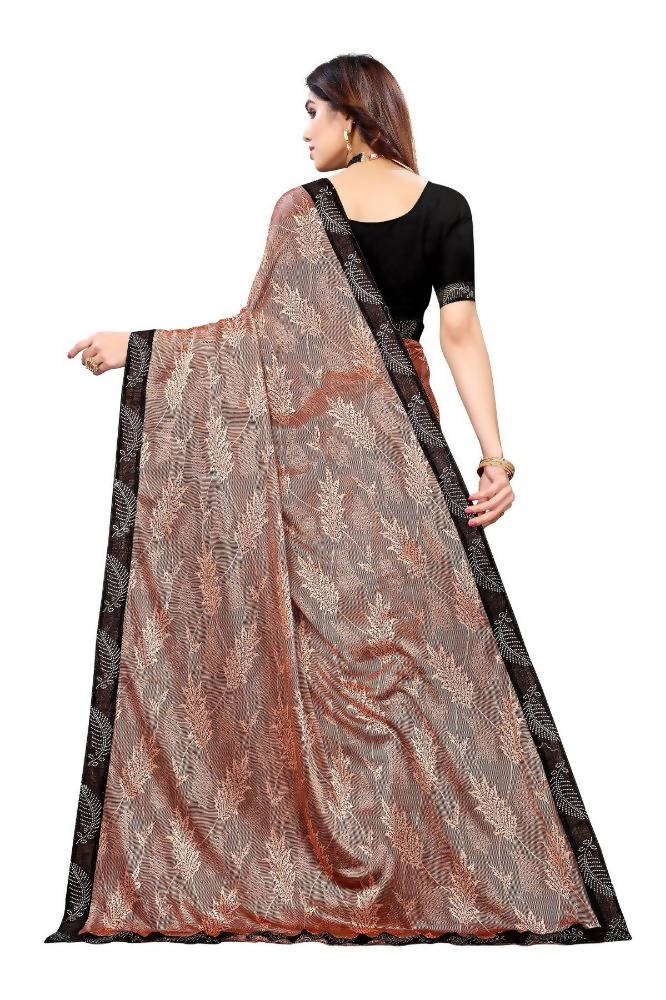 Vamika Brown Malai Silk Embroidery Saree | Grab2Buy