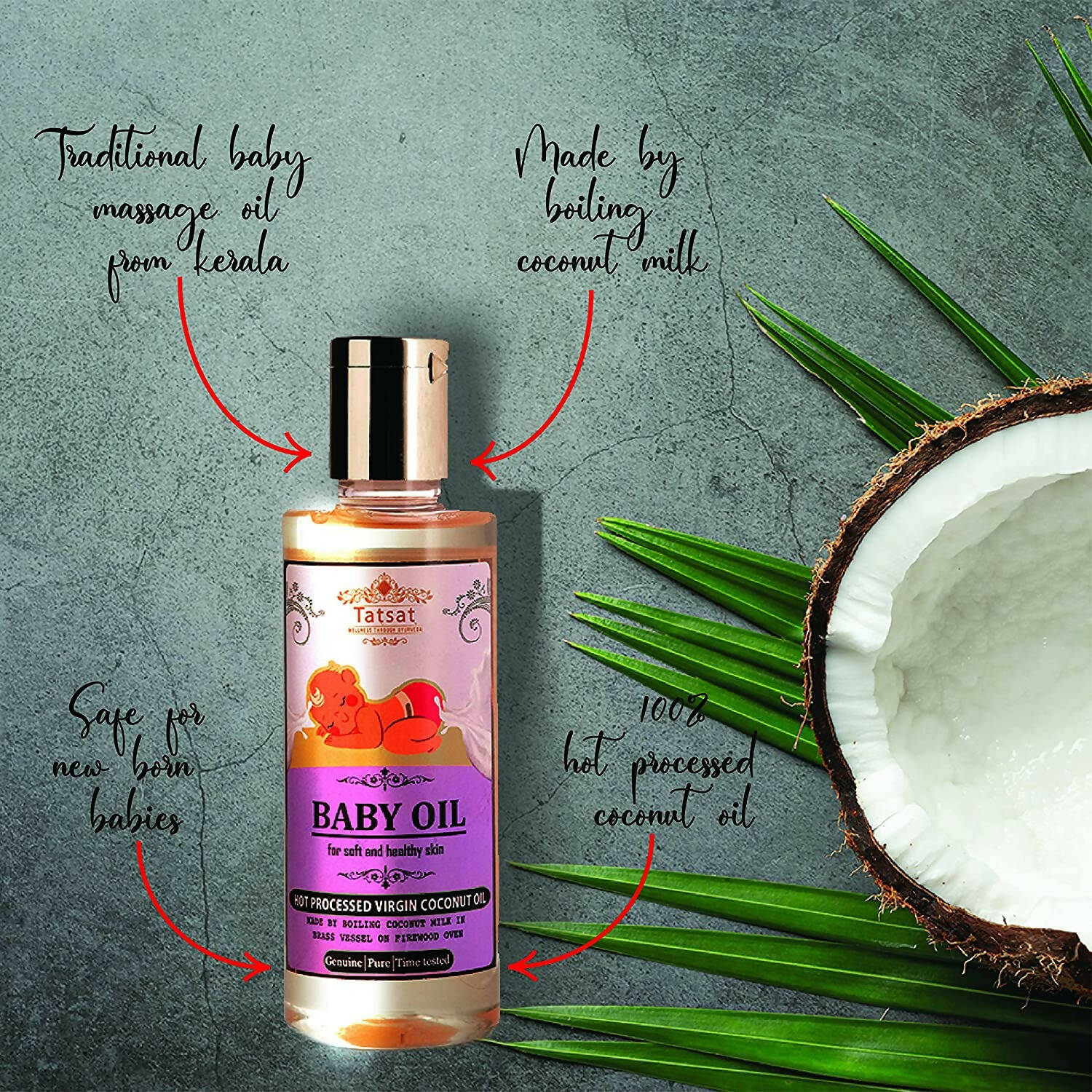 Tatsat Hot processed Pure Virgin New born baby massage Coconut Oil | Grab2Buy