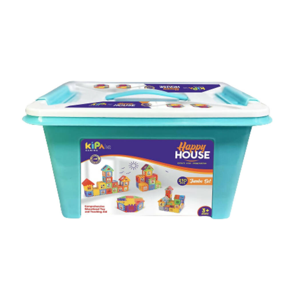 Kipa 210 Pieces Multi Colored Mega Jumbo Happy Home House Building Block with Attractive Windows and Smooth Rounded Edges Game with Storage Container | Grab2Buy