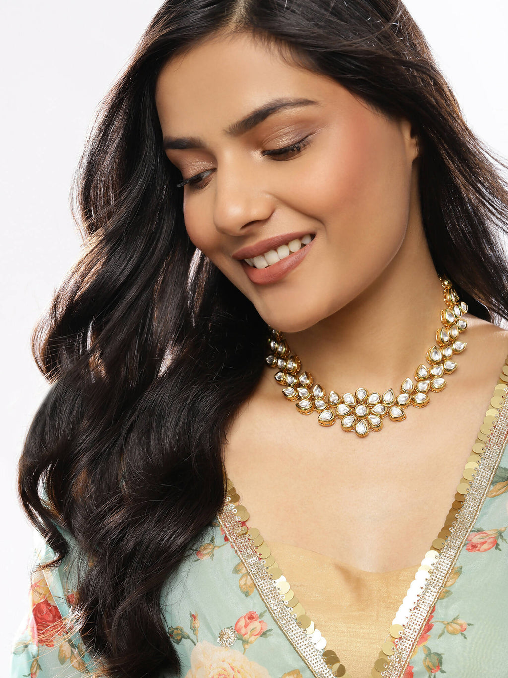 White Brass Gold-Polished Necklace - Ruby Raang | Grab2Buy