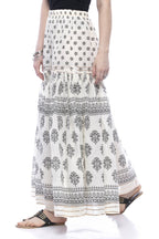 Mominos Fashion Cotton Block Print With Lace Work Off White Palazzo | Grab2Buy