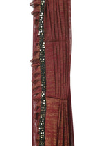Mominos Fashion All Season Wear Rust And Black Ruffled Ready To Wear Saree | Grab2Buy