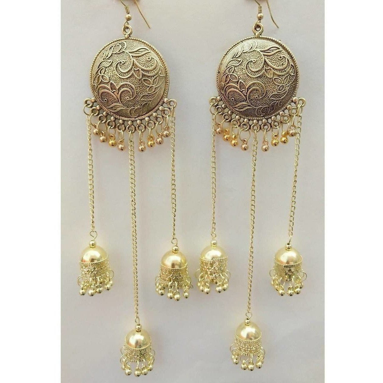 MS Fashion India Bahubali Tassel Sun Design With Long Hanging Jhumkas Earrings | Grab2Buy