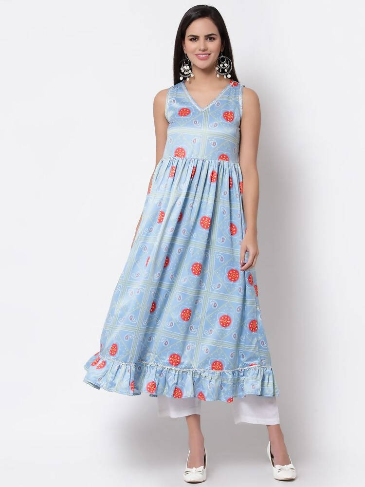 Myshka Cotton Printed Sleeveless Round Neck Multicolor Casual Women's Dress | Grab2Buy