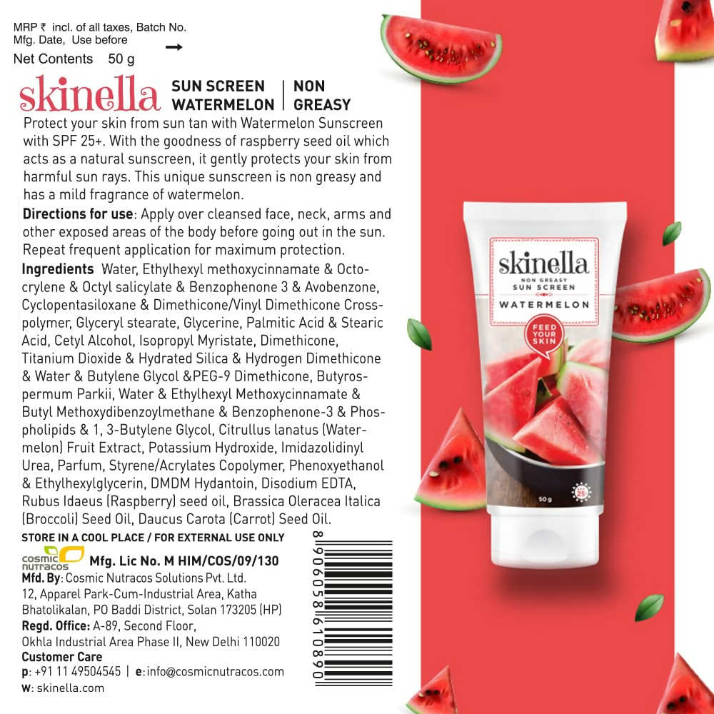 Skinella Sun Screen - Non Greasy Watermelon (Spf 25+) Vitamin C | Grab2Buy