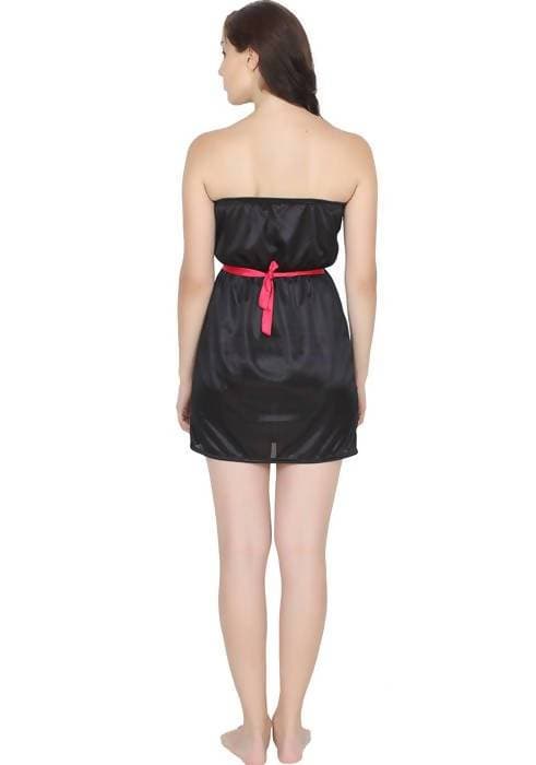 Ruhani HLSC Poly Satin Black Tube Short Nighty Fits Bust (Ruhani-NT-01-FS) | Grab2Buy