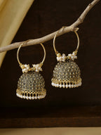 NVR Women Gold Toned Contemporary Jhumkas Earrings | Grab2Buy