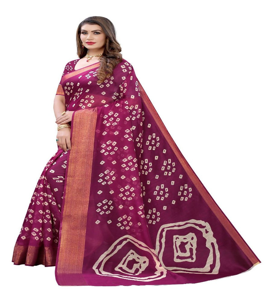 Vamika Purple and Gold Linen Jari Border Saree (RADHIKA PURPLE) | Grab2Buy