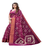 Vamika Purple and Gold Linen Jari Border Saree (RADHIKA PURPLE) | Grab2Buy