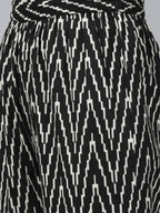 Yufta Women Black Ikat Printed Pure Cotton Kurta with Palazzo and Dupatta | Grab2Buy