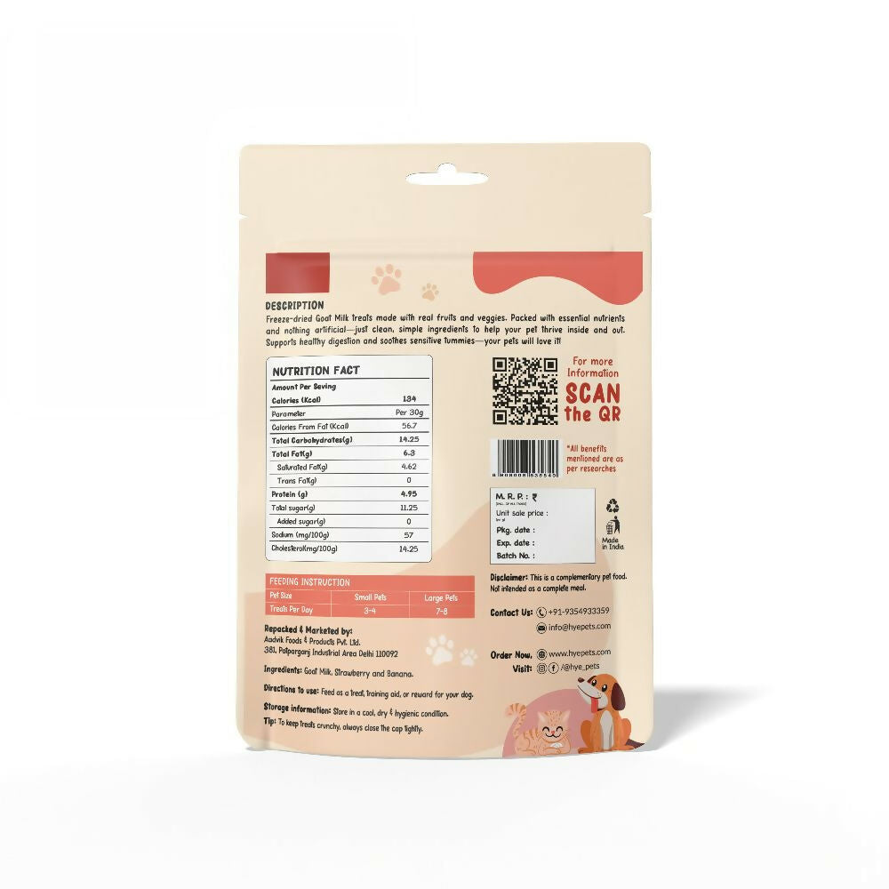 Hye Pets Super Treats For Super Pets – Freeze Dried Treats Made With Goat Milk, Strawberry & Banana | Grab2Buy
