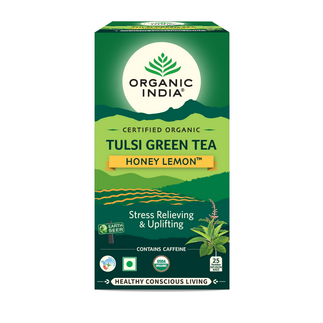 Organic India Tulsi Green Tea Honey Lemon Teabags | Grab2Buy