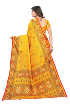 Vamika Yellow Jute Silk Mirror Work Saree | Grab2Buy