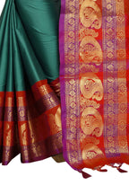 Vamika Banarasi Silk Rama Green Weaving Saree | Grab2Buy