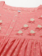 Yufta Coral Pink Embellished Embroidered Ethnic Dress | Grab2Buy