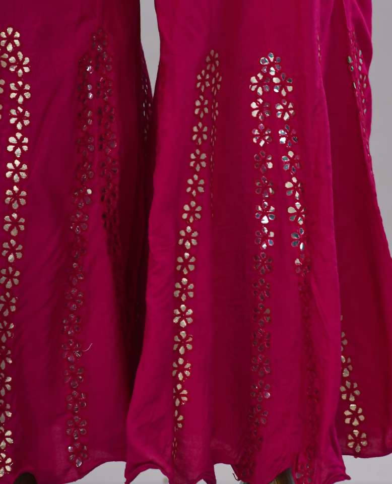Mominos Fashion Dark Pink Mirror Palazzo | Grab2Buy
