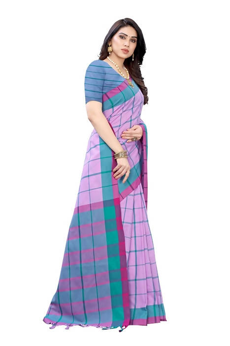 Vamika Lavendar Cotton Silk Weaving Saree (Google Lavender) | Grab2Buy