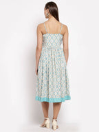 Myshka Women's Multi Crepe Printed Sleeveless Square Neck Casual Dress | Grab2Buy