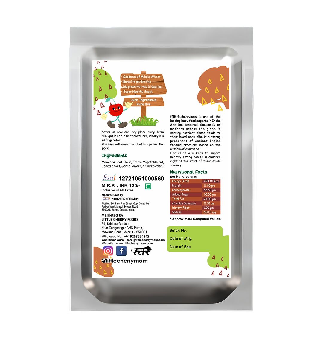 Littlecherrymom Whole Wheat Khakhra ?Garlic | Grab2Buy