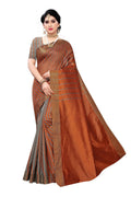 Vamika Brown Cotton Silk Weaving Saree (Paithani Chiku) | Grab2Buy