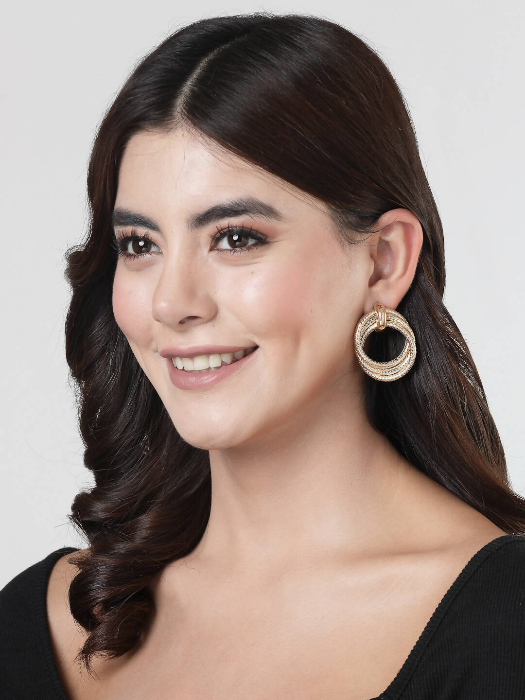 NVR Women's Gold-Polished Hoop Earrings | Grab2Buy