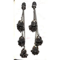 MS Fashion India Antique Silver Long Chain Triple Afghani Hanging Kashmiri Earrings | Grab2Buy