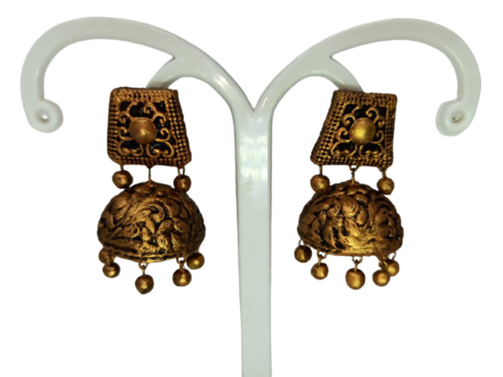 Terracotta Dazzling Temple Jhumkas | Grab2Buy