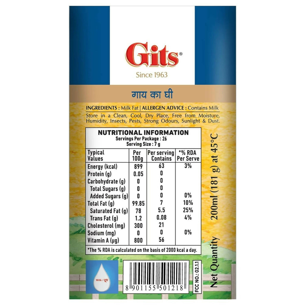 Gits Cow Ghee | Rich Taste & Aroma | Good source of Vitamin A, Delicious, Healthy & Nutritious | Grab2Buy