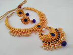 Blue Kemp With Pearls Necklace Set | Grab2Buy