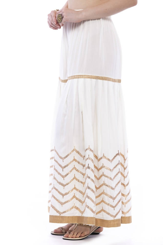 Mominos Fashion Latest Cotton Off White Gota Print Sharara For Girls | Grab2Buy