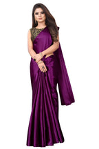 Vamika Violet Satin Designer Saree (PAVITRA WINE) | Grab2Buy
