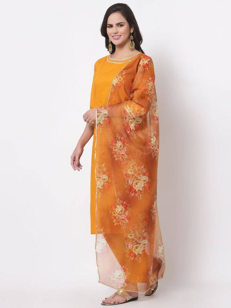 Myshka Trendy Women's Cotton 3/4 Sleeve Round Neck Casual Kurta Pant Dupatta Set | Grab2Buy