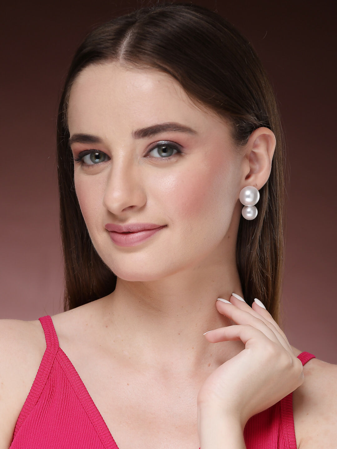 NVR Women's White Pearl Gold-Polished Circular Drop Earring | Grab2Buy
