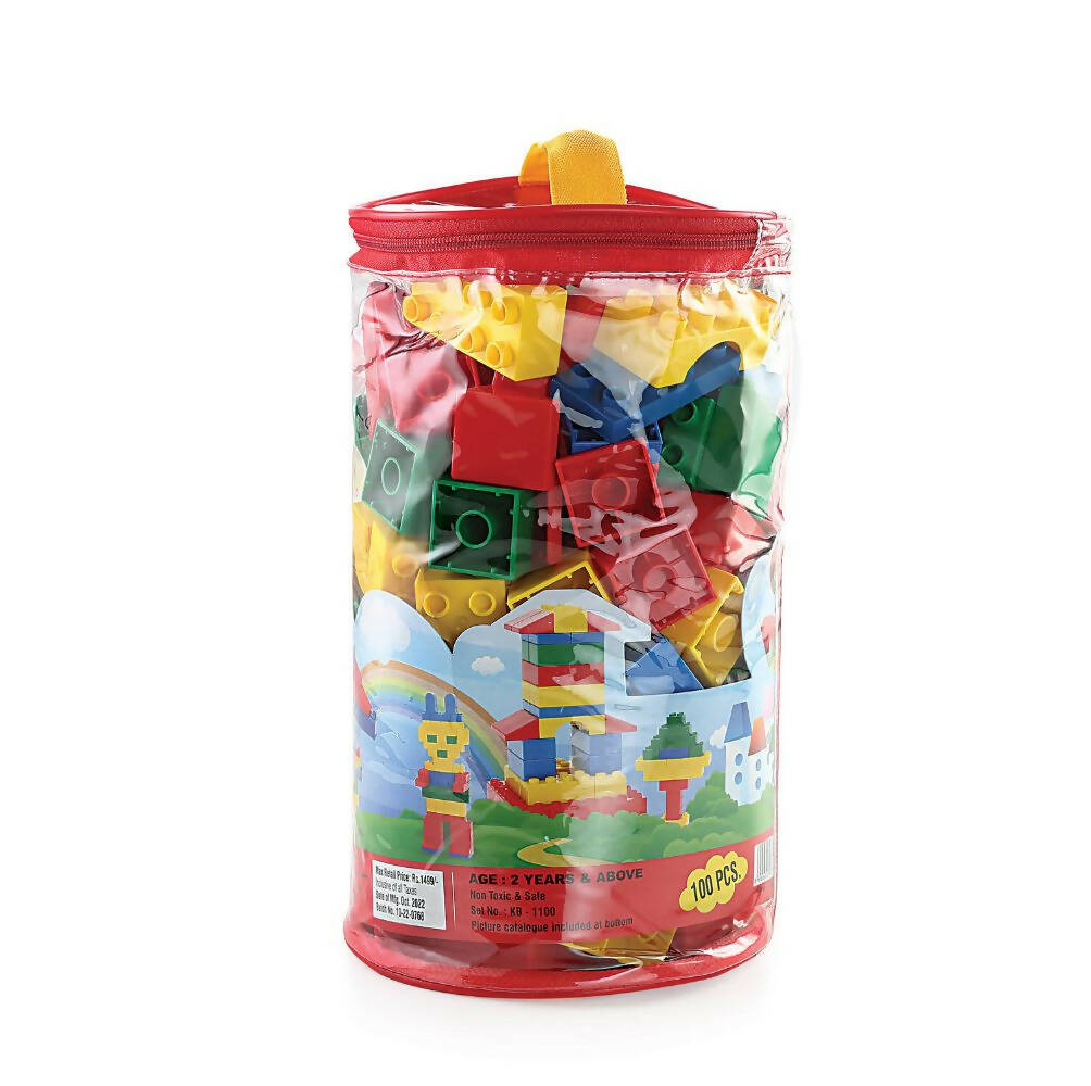 Peacock Learning & Educational Building Interlocking Blocks Set For Kids - 100 Pcs | Grab2Buy