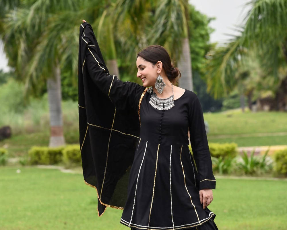 Cheera Black Sharara Kurta Dupatta set | Grab2Buy