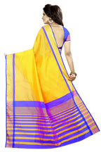 Vamika Yellow Cotton Silk Weaving Saree (MASTANI ROYAL BLUE) | Grab2Buy