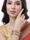NVR Women Set of 2 Gold-Polished Kundan Studded Bangles