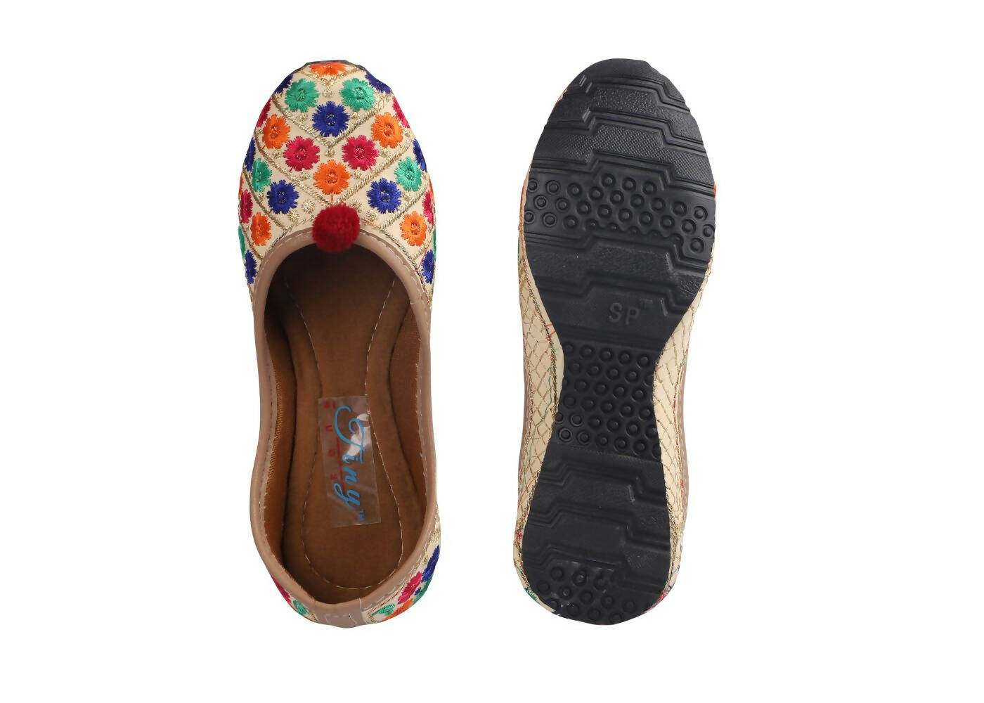 Tiny Bugs Girls Ethnic Floral Embroidered Juttis - Multi | Grab2Buy