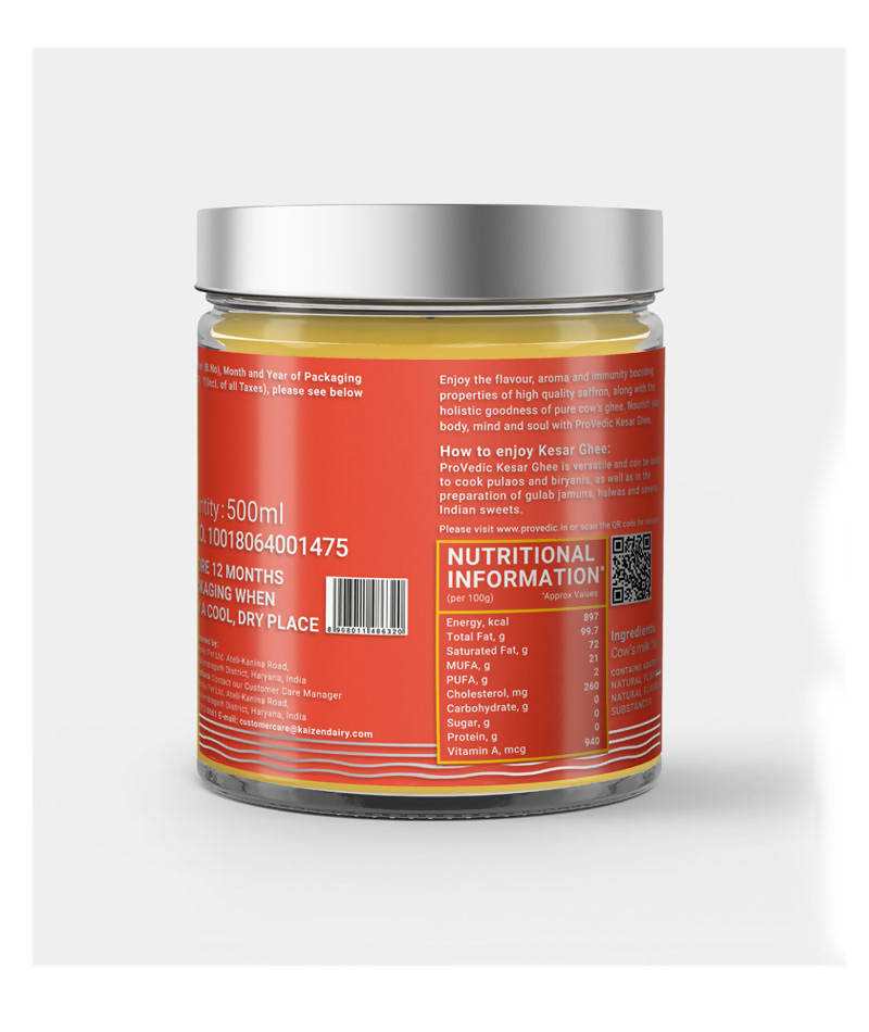 ProVedic Kesar Ghee | Indian Hallikar Cow Ghee, Pure A2 Ghee, Natural & Healthy, Non-GMO | Bilona Method | Traditional Curd-Churned |Pure, Natural & Healthy | Glass Jar | | Grab2Buy