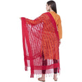 A R Silk Women's Heavy Mirror Work Orgenza Cotton Red Dupatta | Grab2Buy