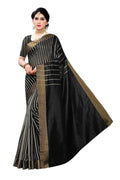 Vamika Black and White Lines Cotton Silk Weaving Saree (Paithani Black) | Grab2Buy