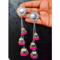 MS Fashion India Kashmiri Triple Hanging Pink Color Pearls Jhumkas | Grab2Buy