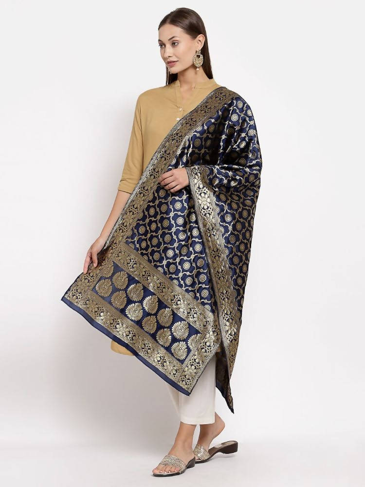 Myshka Women's Black Silk Print Casual Dupatta | Grab2Buy