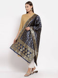 Myshka Women's Black Silk Print Casual Dupatta | Grab2Buy