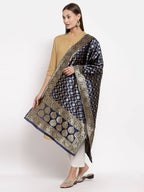 Myshka Women's Black Silk Print Casual Dupatta | Grab2Buy