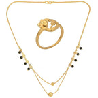 AanyaCentric Gold-Polished Mangalsutra & Ring Set