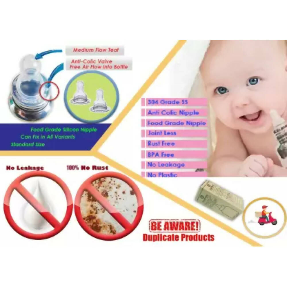 Goodmunchkins Stainless Steel Feeding Bottle 304 Grade Steel, Jointless, BPA Free, Rustfree Bottle for Kids | Grab2Buy