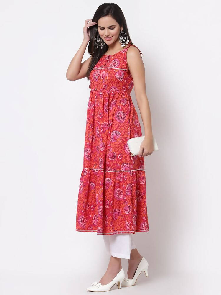 Myshka Cotton Printed Sleeveless Round Neck Casual Women's Dress | Grab2Buy
