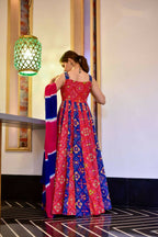 Everywhere Designer Blue & Red Silk Cotton Stitched Suit With Dupatta - Anbazaar | Grab2Buy