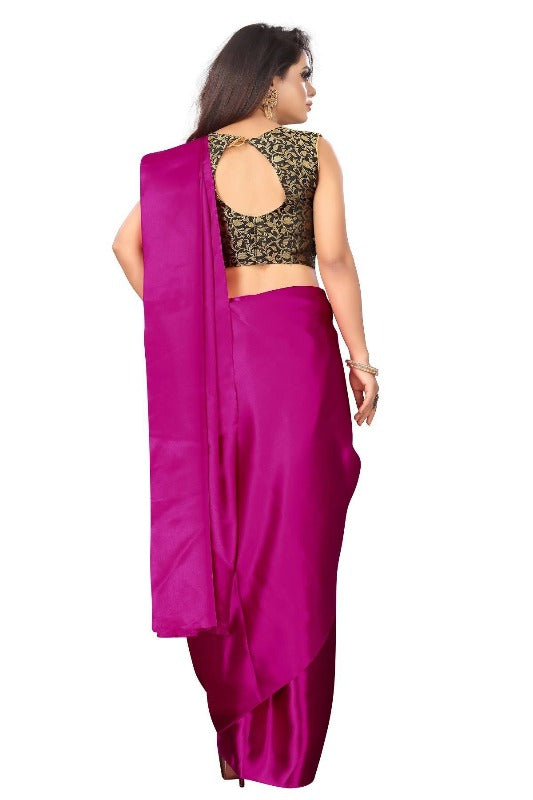 Vamika Pink Satin Designer Saree (PAVITRA RANI) | Grab2Buy
